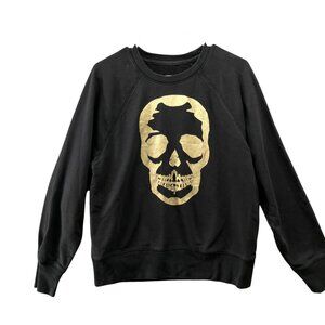 Zadig & Voltaire Black Sweatshirt Womens S Gold Skull Crewneck Pullover